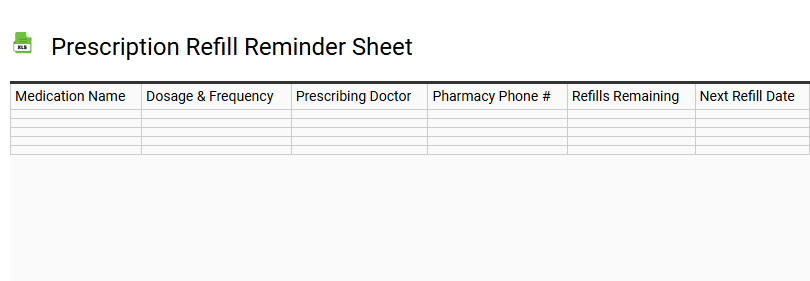 Prescription Refill Reminder Sheet