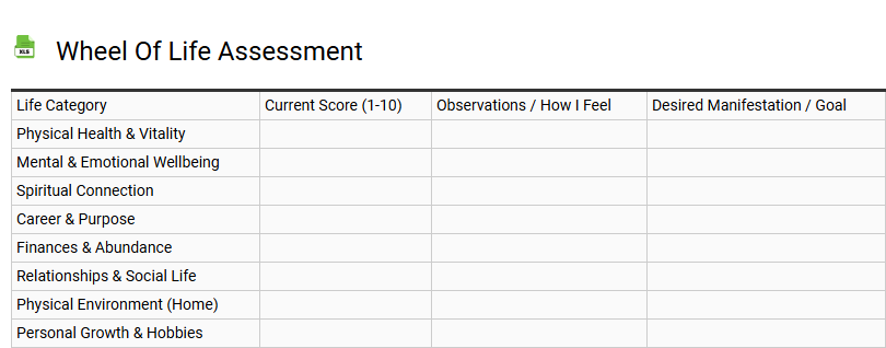 Wheel of Life Assessment