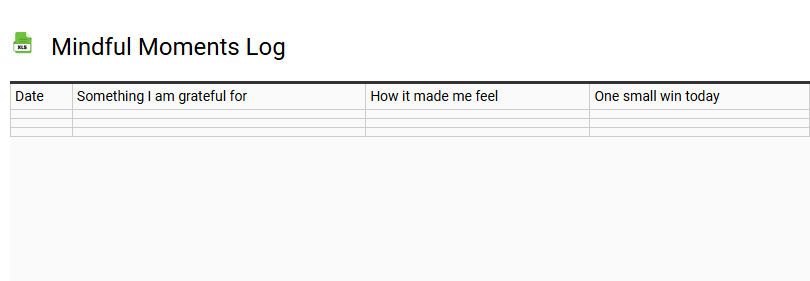 Mindful Moments Log
