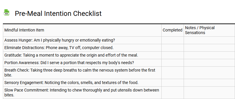 Pre-Meal Intention Checklist