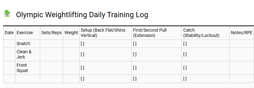 Olympic Weightlifting Daily Training Log