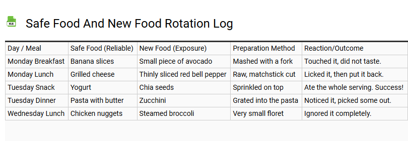 Safe Food and New Food Rotation Log
