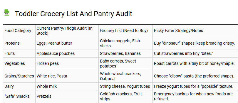 Toddler Grocery List and Pantry Audit