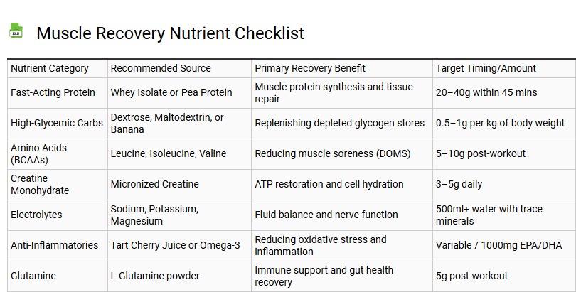 Muscle Recovery Nutrient Checklist