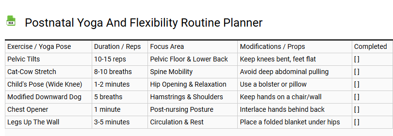 Postnatal Yoga and Flexibility Routine Planner
