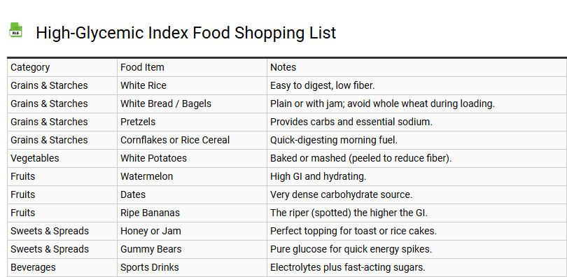 High-Glycemic Index Food Shopping List