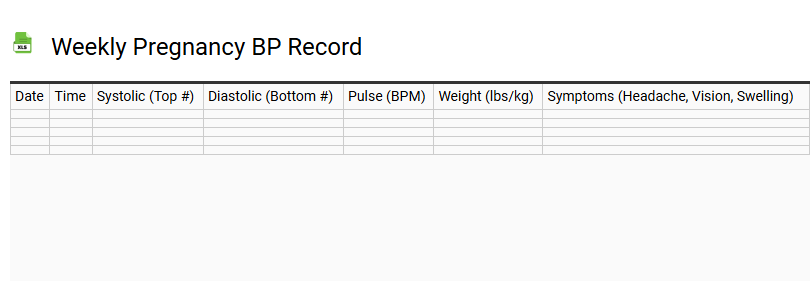 Weekly Pregnancy BP Record