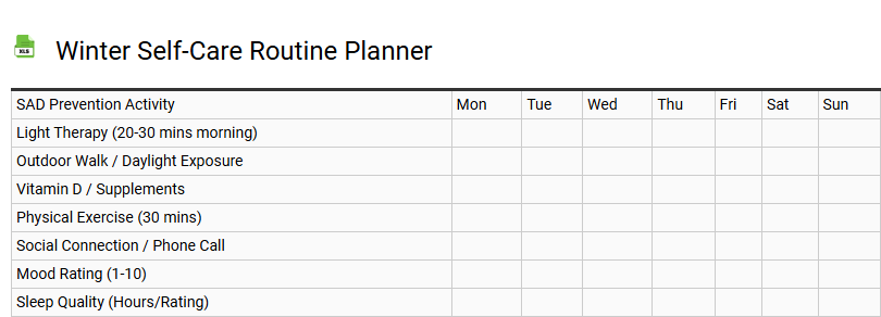 Winter Self-Care Routine Planner