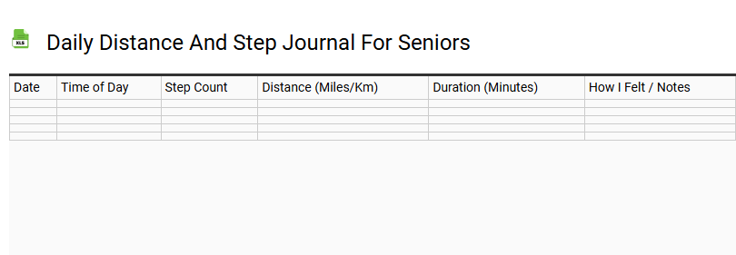 Daily Distance and Step Journal for Seniors