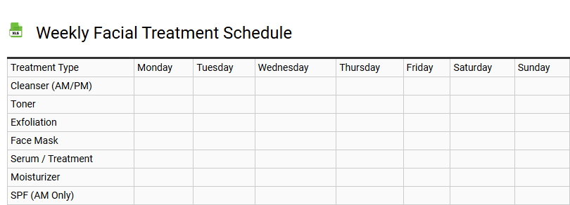 Weekly Facial Treatment Schedule