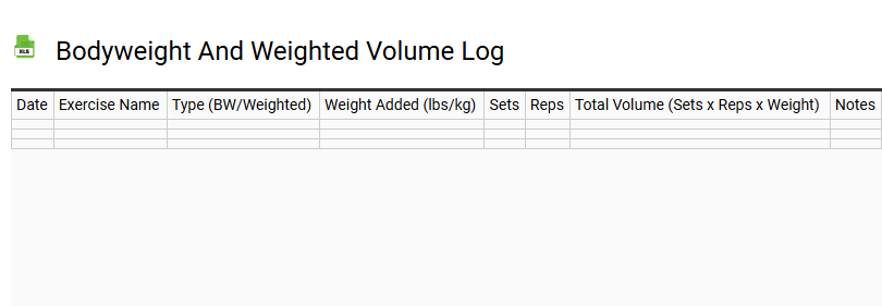 Bodyweight and Weighted Volume Log