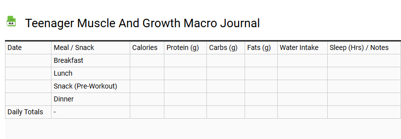 Teenager Muscle and Growth Macro Journal