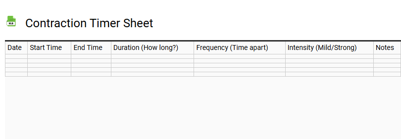 Contraction Timer Sheet