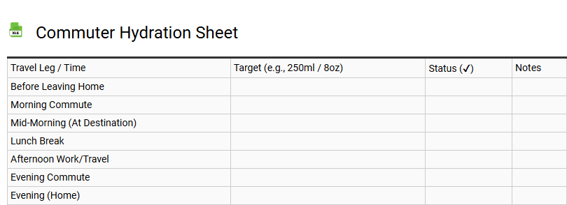 Commuter Hydration Sheet