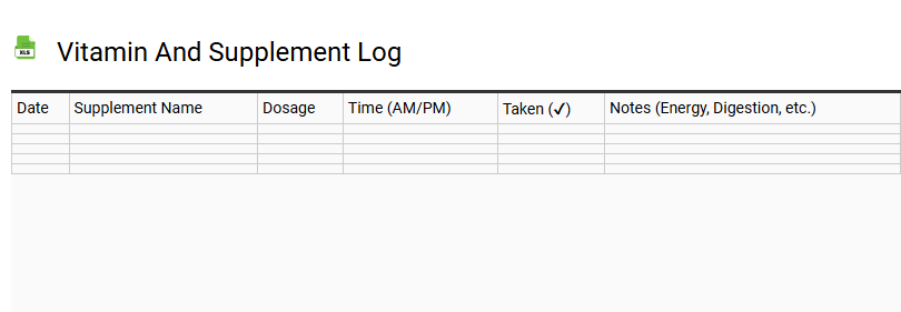 Vitamin and Supplement Log