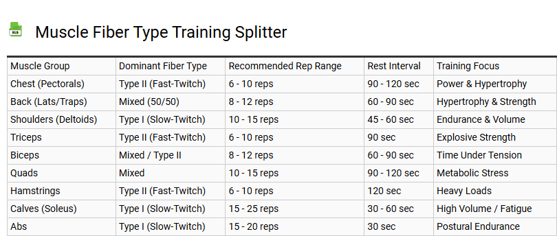 Muscle Fiber Type Training Splitter
