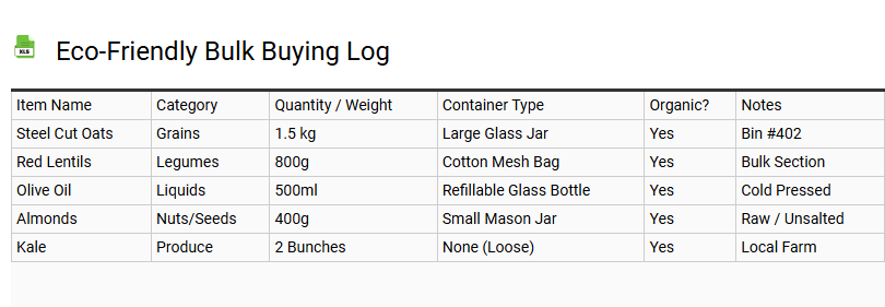 Eco-Friendly Bulk Buying Log