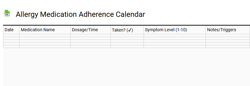 Allergy Medication Adherence Calendar