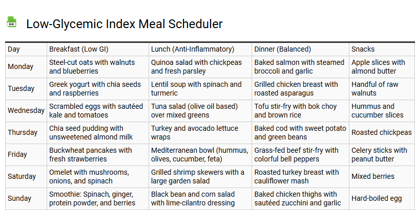 Low-Glycemic Index Meal Scheduler