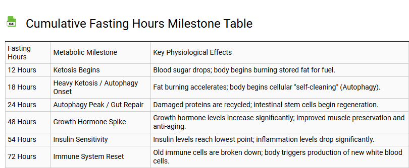 Cumulative Fasting Hours Milestone Table