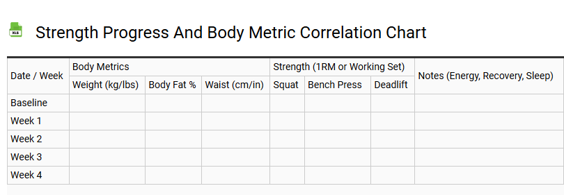 Strength Progress and Body Metric Correlation Chart