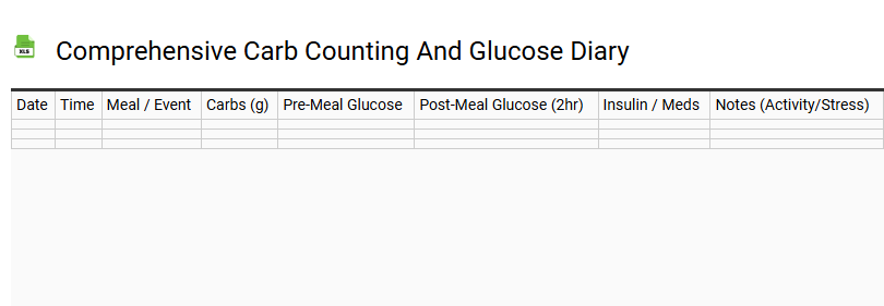 Comprehensive Carb Counting and Glucose Diary