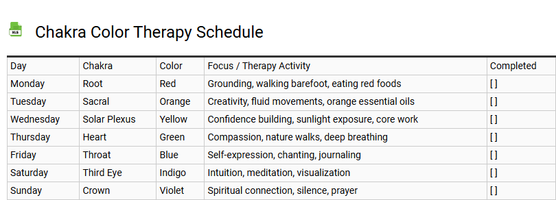 Chakra Color Therapy Schedule