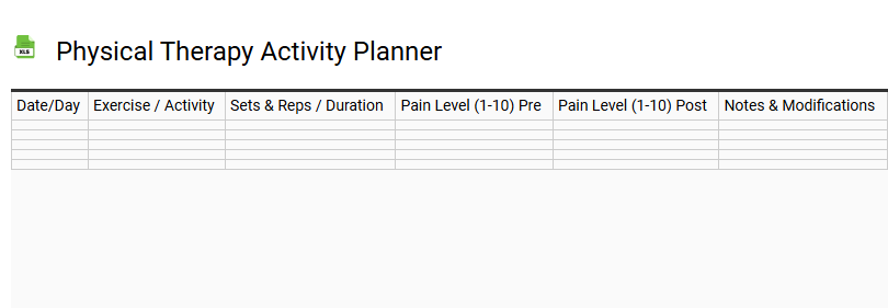 Physical Therapy Activity Planner