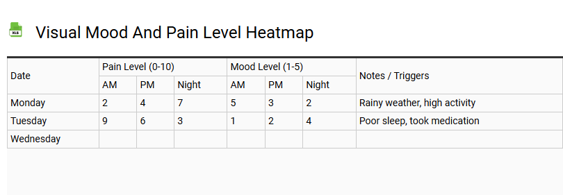 Visual Mood and Pain Level Heatmap