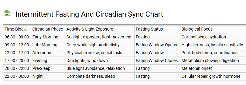 Intermittent Fasting and Circadian Sync Chart