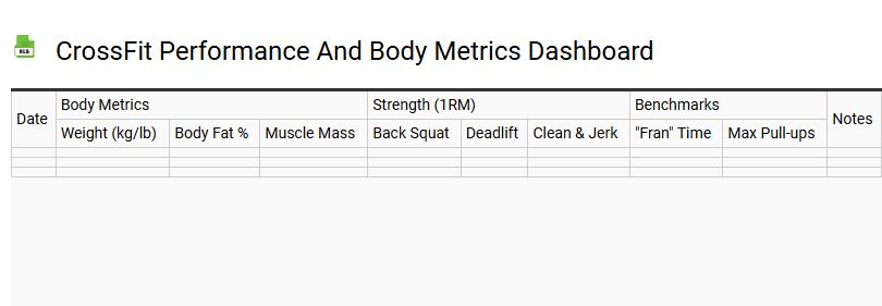 CrossFit Performance and Body Metrics Dashboard