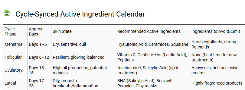 Cycle-Synced Active Ingredient Calendar