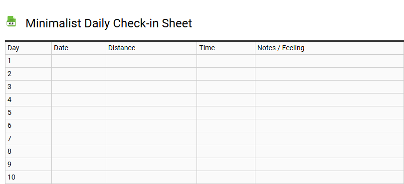 Minimalist Daily Check-in Sheet