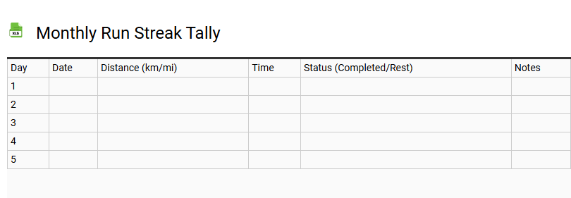 Monthly Run Streak Tally