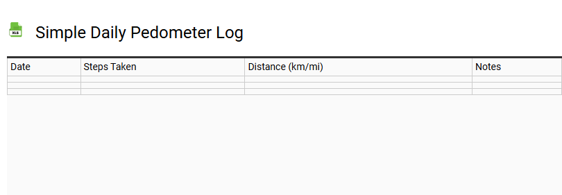Simple Daily Pedometer Log