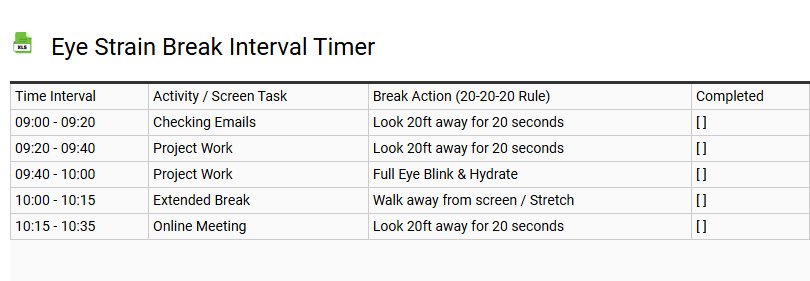 Eye Strain Break Interval Timer