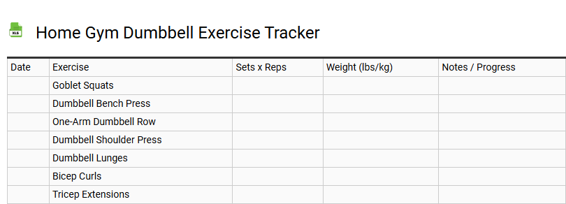 Home Gym Dumbbell Exercise Tracker