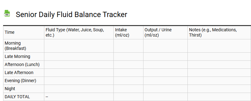Senior Daily Fluid Balance Tracker
