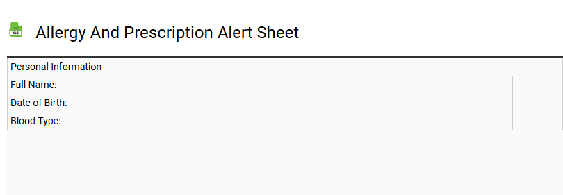 Allergy and Prescription Alert Sheet