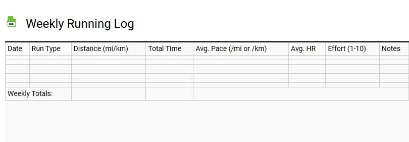 Weekly Running Log
