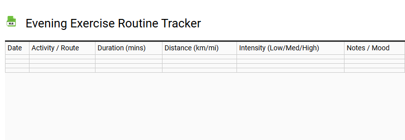 Evening Exercise Routine Tracker