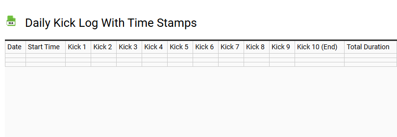 Daily Kick Log with Time Stamps