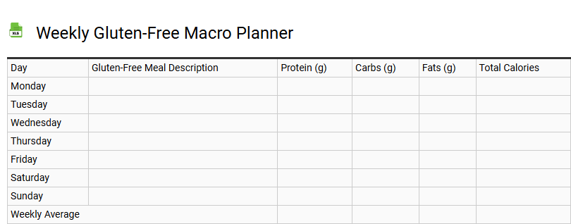 Weekly Gluten-Free Macro Planner