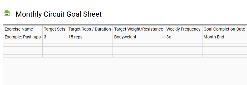 Monthly Circuit Goal Sheet