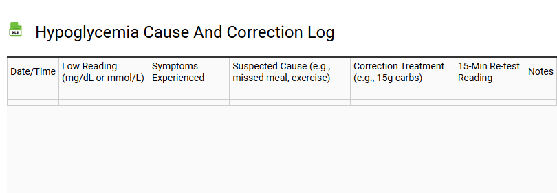 Hypoglycemia Cause and Correction Log
