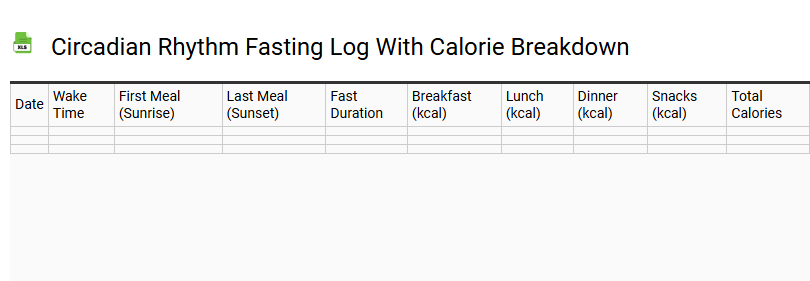 Circadian Rhythm Fasting Log with Calorie Breakdown