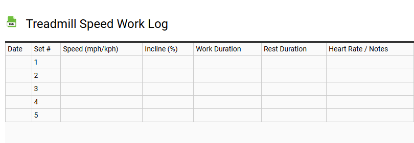 Treadmill Speed Work Log