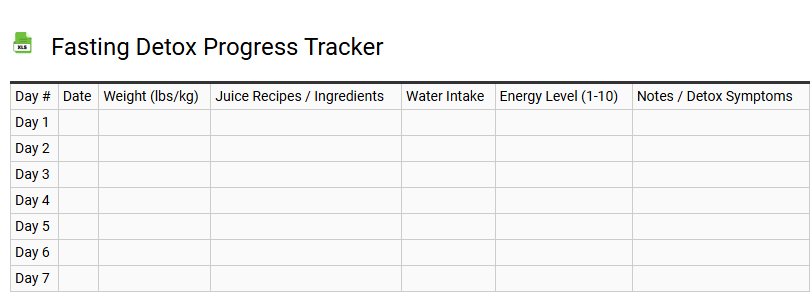 Fasting Detox Progress Tracker