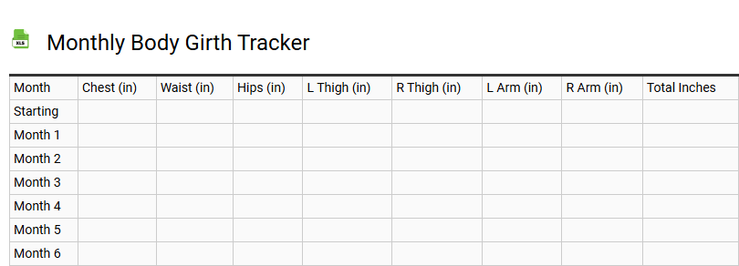 Monthly Body Girth Tracker