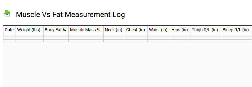 Muscle vs Fat Measurement Log